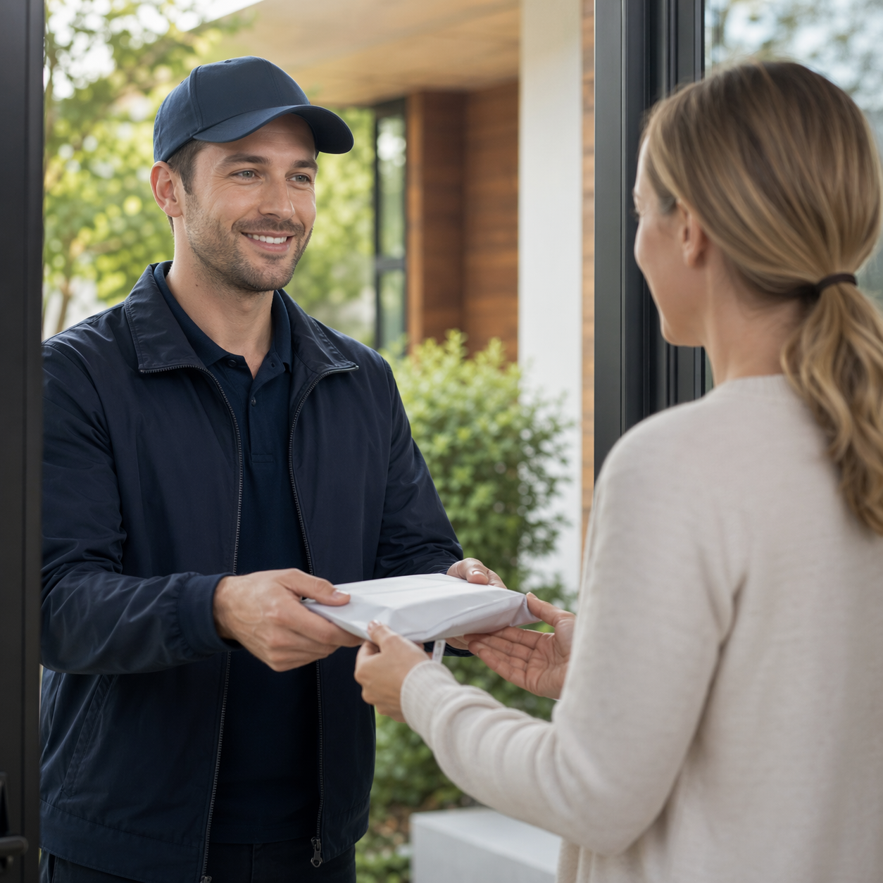 Prescription delivery arriving at a patient home after a virtual consultation.
